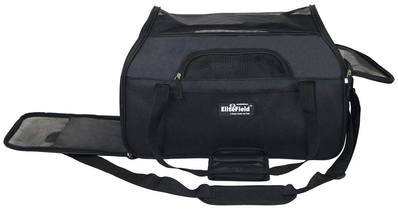 EliteField Soft Sided Pet Carrier (3 Year Warranty, Airline Approved), Multiple Sizes and Colors Available (Medium: 17" L x 9" W x 12" H, Black) - Image 2